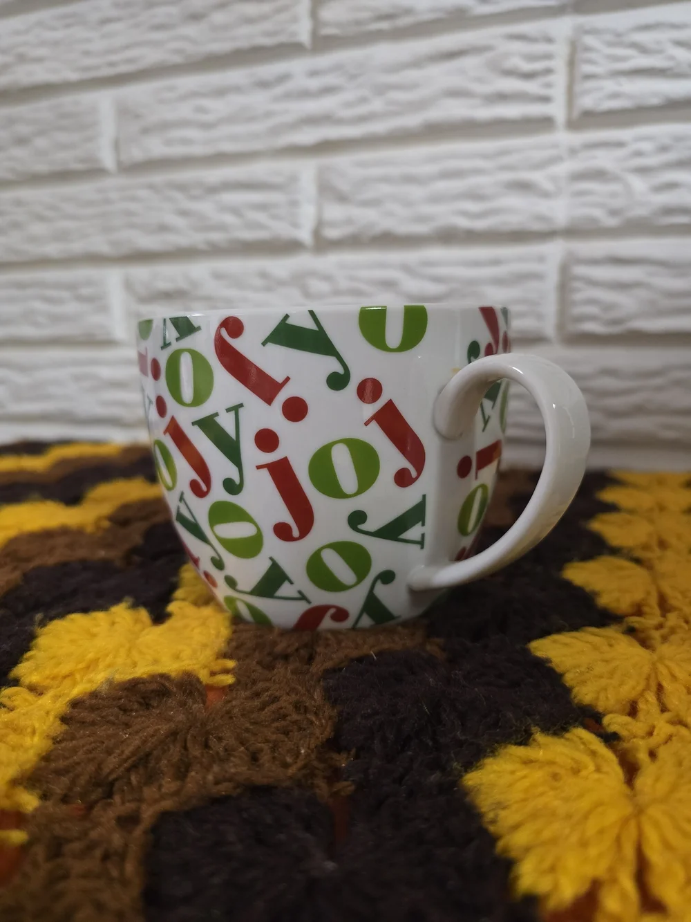 Crate & Barrel JOY Christmas Mug
